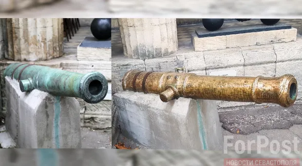 Старинные латунные пушки Севастополя начистили до самоварного блеска