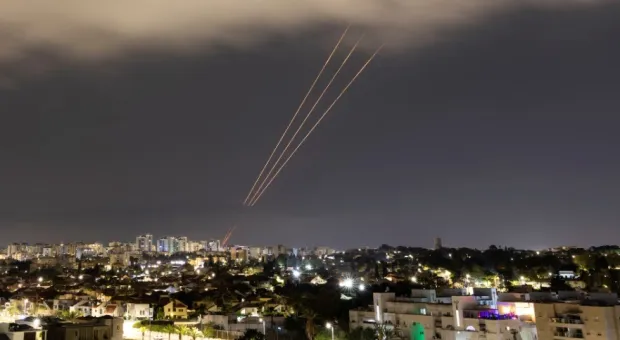 Работа противоракетной системы в Израиле