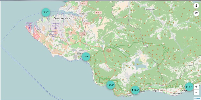 Карта теплой воды севастополь