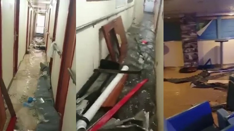 На круизном лайнере во время шторма произошло наводнение