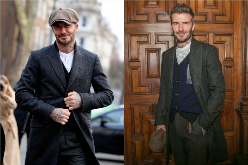 Бэкхем в одежде коллекции "Острых козырьков" Дэвид Бэкхем Острые козырьки