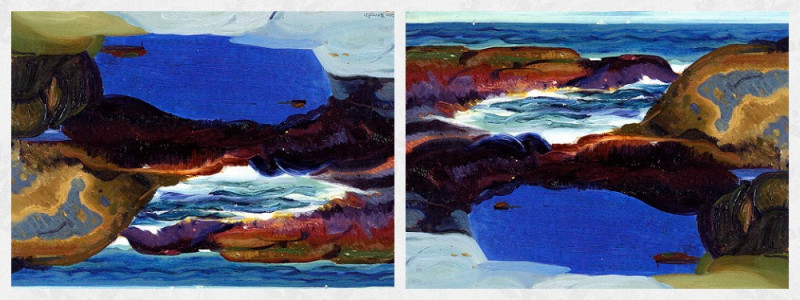 Картина Голубой бассейн перевёрнутая и правильно