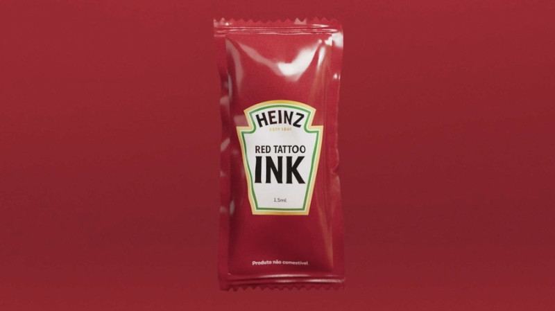 красное цветное тату хайнц