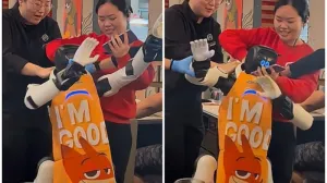 Восставший робот разбросал еду посетителей в ресторане и пустился в пляс