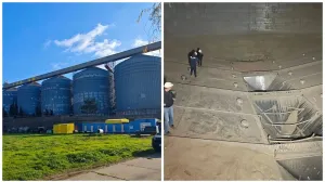 Мужчину затянуло в хранилище зерна.