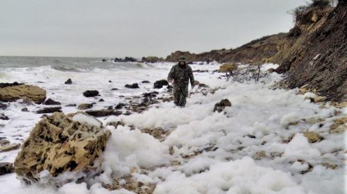 ForPost- Море устроило «пенную вечеринку» на пляже в Восточном Крыму
