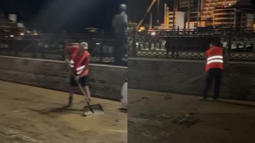 ForPost- Рабочие отмывали набережную Балаклавы всю ночь