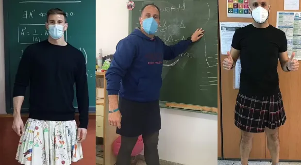 Учителя-мужчины в Испании теперь ходят в школу в юбках