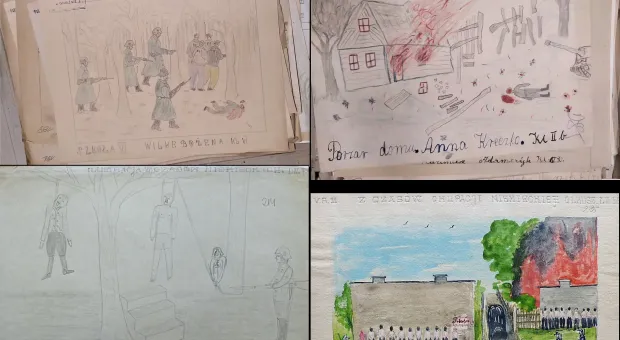 Найдены жуткие рисунки детей, переживших оккупацию нацистской Германии