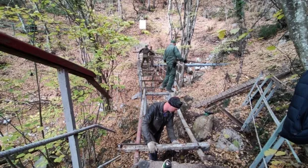 Лесники восстановили мост в горах Крыма