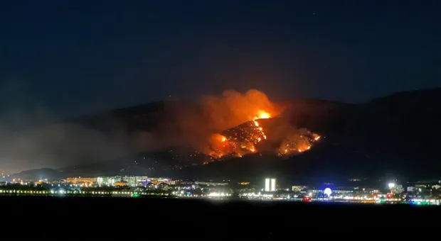 Горы Геленджика охватил мощный пожар — зарево видно из Новороссийска