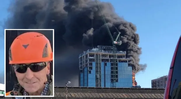 Необычное спасение рабочего во время пожара сняли на видео