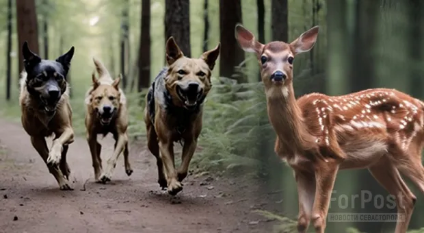 Школьники спасли оленёнка от своры бродячих собак в крымском лесу