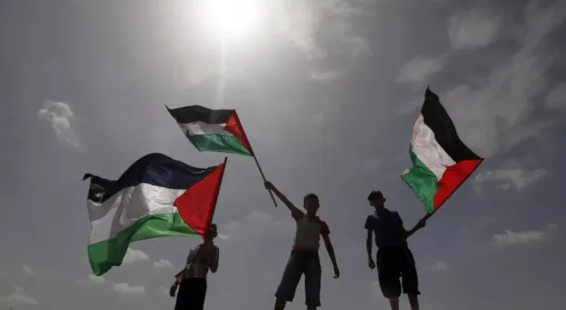 Палестинцы с флагами