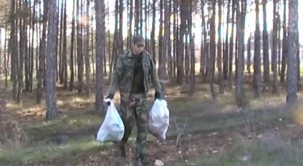 У охотников кончилось терпение и они решили сами убрать мусор из леса вдоль президентской трассы