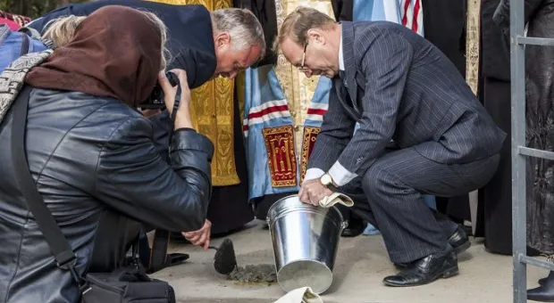 На территории Чернореченского водохранилища заложен храм в честь Святого Богоявления Господнего