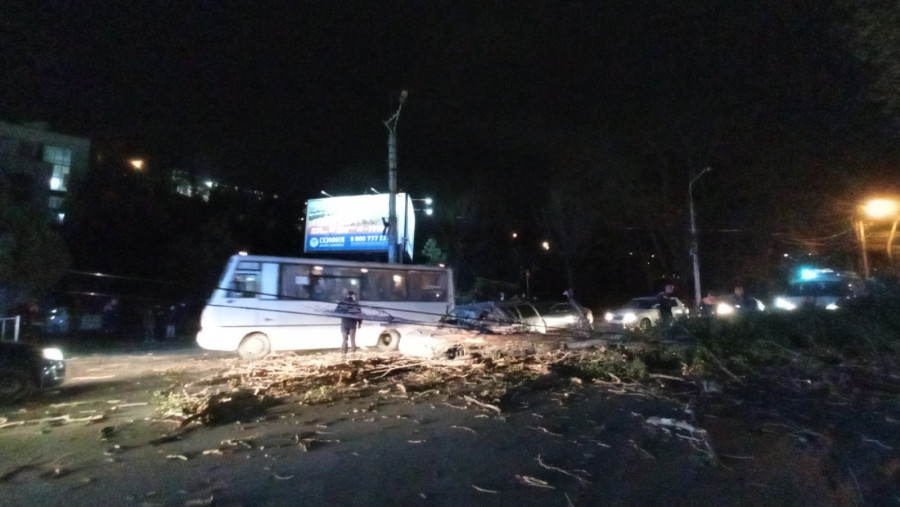 ForPost - Новости : «Ветер с камнями и деревья на машины». Шторм парализовал движение в Севастополе