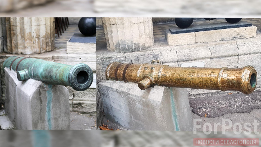ForPost - Новости : Старинные латунные пушки Севастополя начистили до самоварного блеска