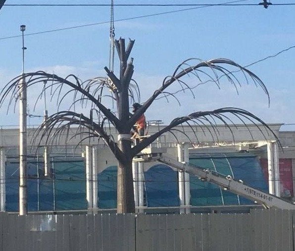 ForPost - Новости : Зачем на площади Восставших в Севастополе «высадили» пластиковое дерево?