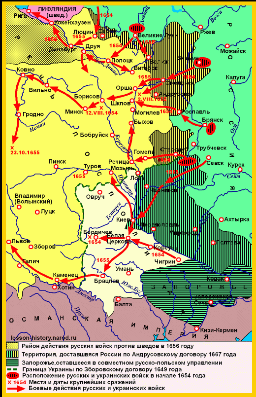 1654 год воссоединение украины с россией карта