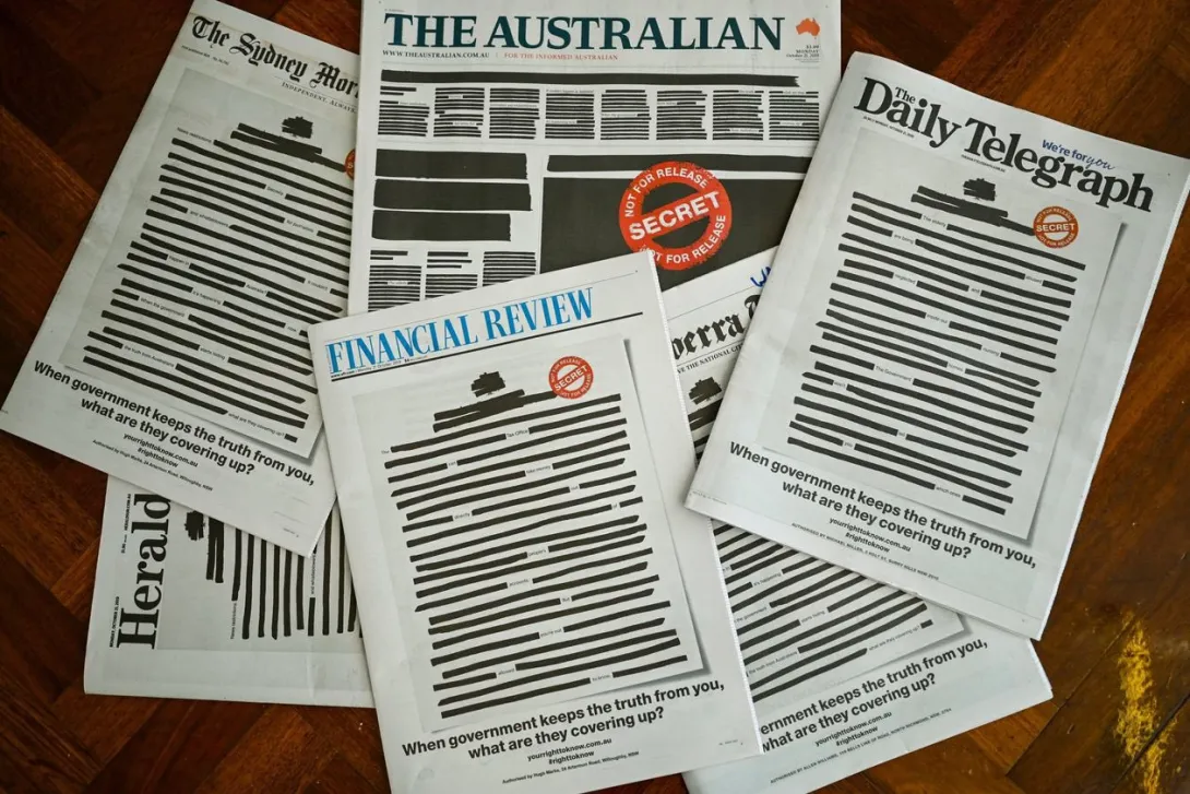 Австралийские газеты вышли с черными первыми полосами в знак протеста