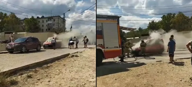 В сеть попало видео загоревшейся в Севастополе машины 
