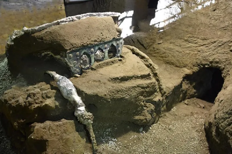 В Помпеях откопали древнюю колесницу в почти идеальном состоянии