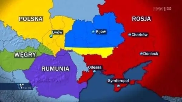 Польский телеканал TVP1 показал карту "раздела Украины"