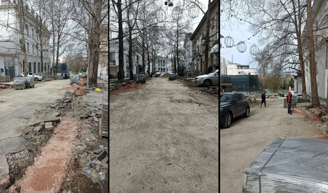 В центре Севастополя ремонтируют улицу Маяковского
