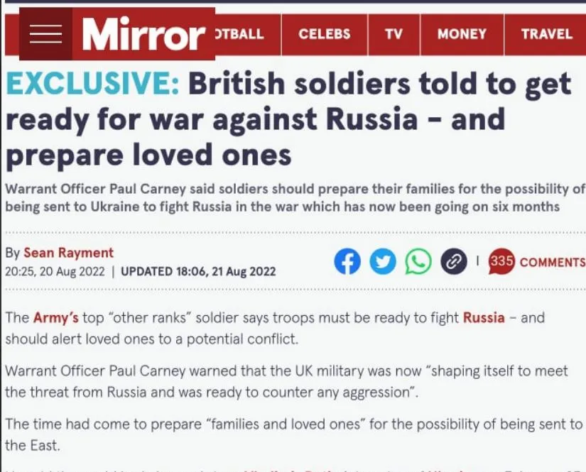 The Mirror: армию Великобритании призвали готовиться к войне с Россией 