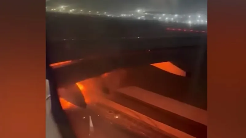 Пассажирский самолёт загорелся во время взлёта
