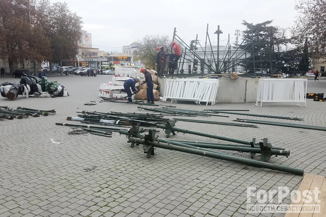 В Севастополе начали устанавливать главную городскую ёлку