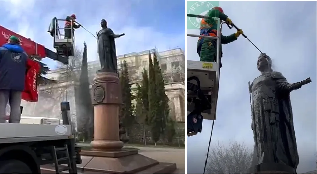 В центре Севастополя помыли, но не отмыли три памятника 