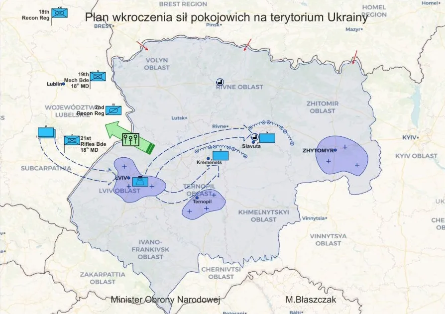 В Сеть попала схема ввода польско-румынских войск на Украину
