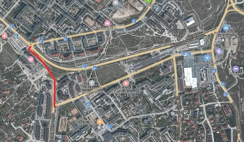 В Гагаринском районе Севастополя из-за строительства развязки закрывают дорогу