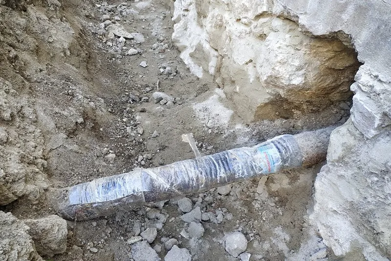 В Севастополе канализационную трубу отремонтировали пластиком и скотчем