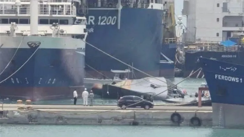 Иранский эсминец лёг на бок в порту