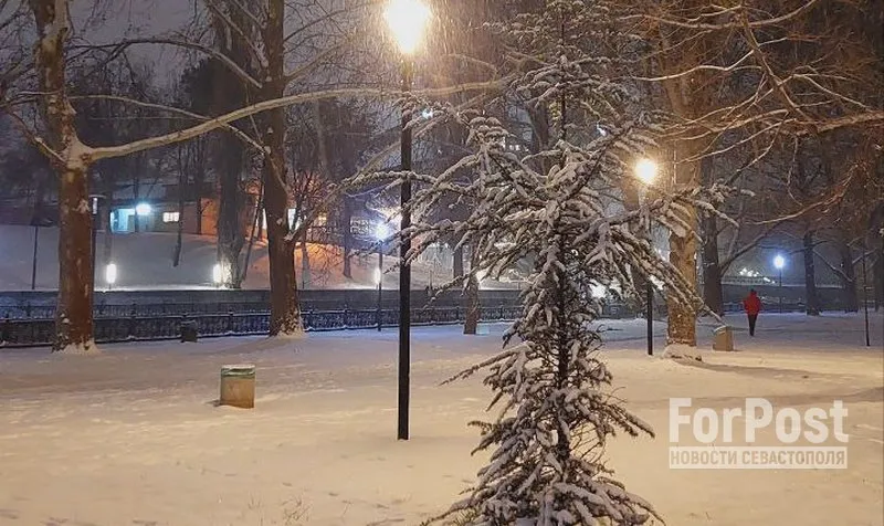 В Симферополе ночной снегопад стал одним из самых обильных за последние годы. 