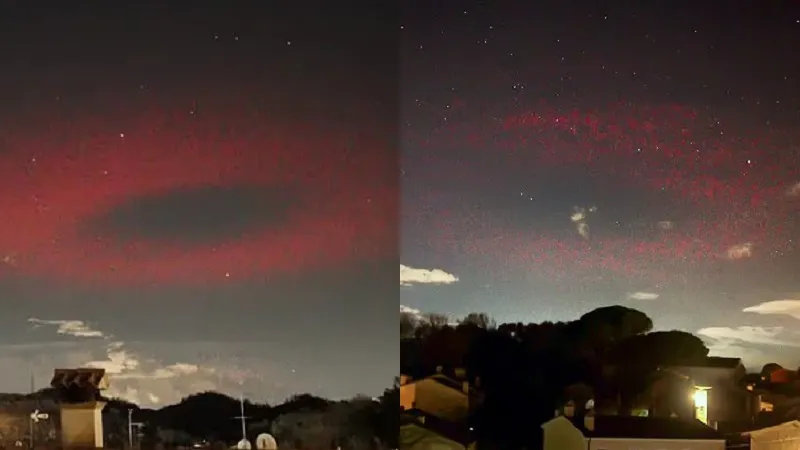 Фотограф снял красный нимб над городом в Италии