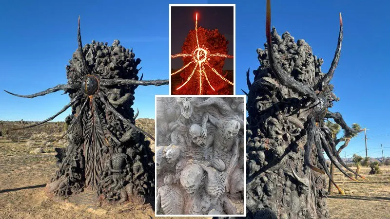 Демоническая статуя внезапно появилась в пустыне в Калифорнии
