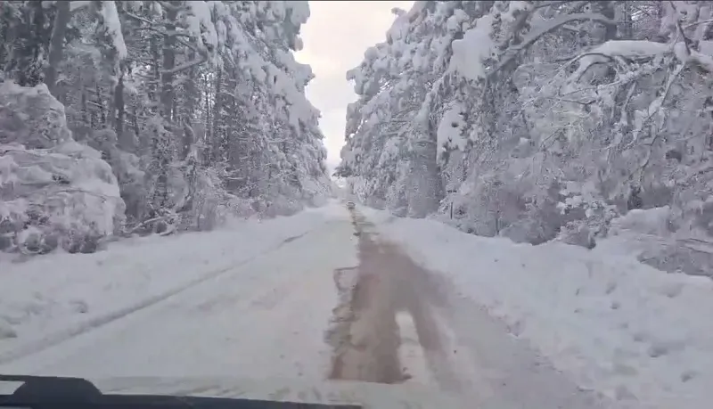 Снегопад заблокировал сельские дороги в предгорьях Крыма