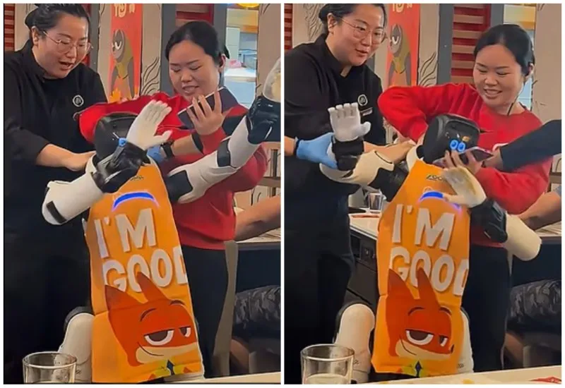 Восставший робот разбросал еду посетителей в ресторане и пустился в пляс