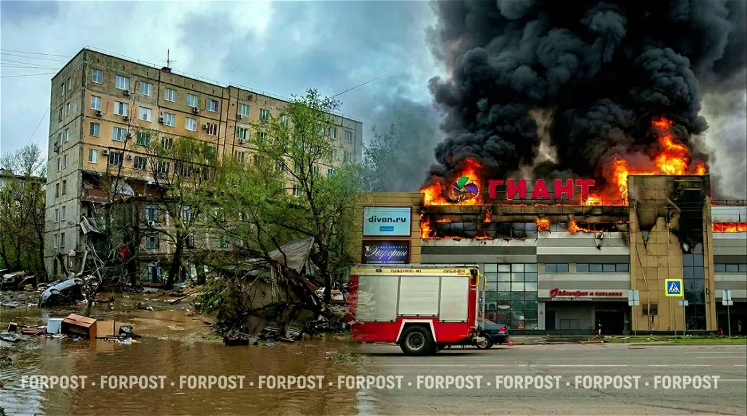 Опасные выходные: в Махачкале обрушился жилой дом, в Калининграде горит торговый центр