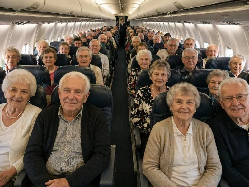 Шансы сбежать из аварийного самолёта зависят от числа пенсионеров на борту