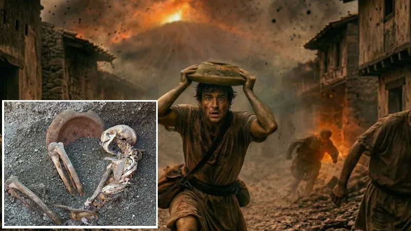 В Помпеях нашли останки римлянина, спасавшегося от извержения при помощи ступы