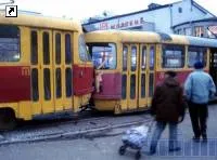 Такого еще не было. В Киеве столкнулись трамваи.