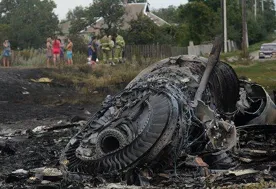 Обнародованы кадры, сделанные очевидцами сразу после крушения малайзийского лайнера