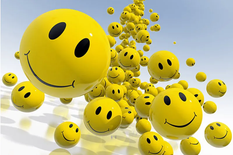 <p>Falling emoticons. 3D rendered illustration.</p>

