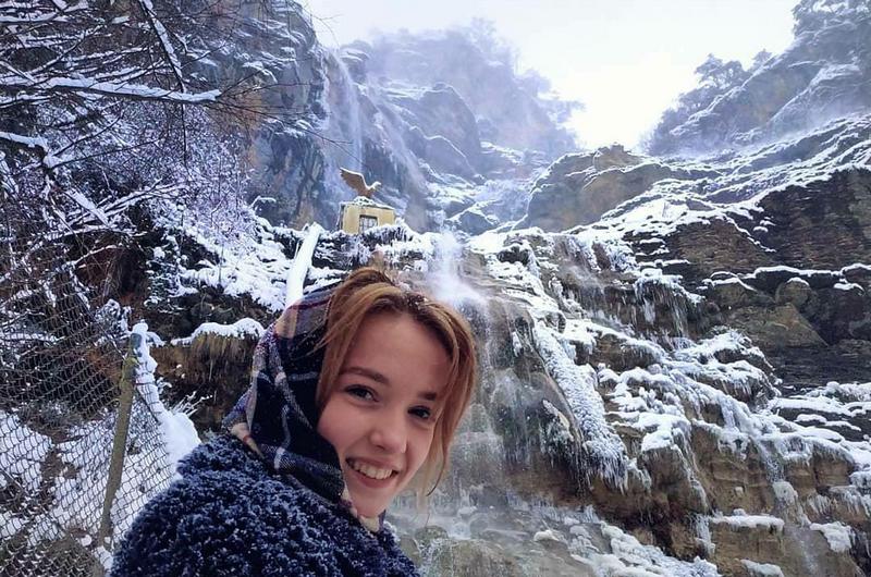 крым природа горы водопад лед зима