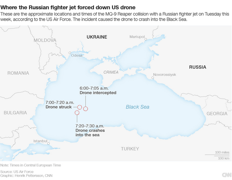 крым черноте море крушение беспилотника США MQ-9 Reaper CNN жнец